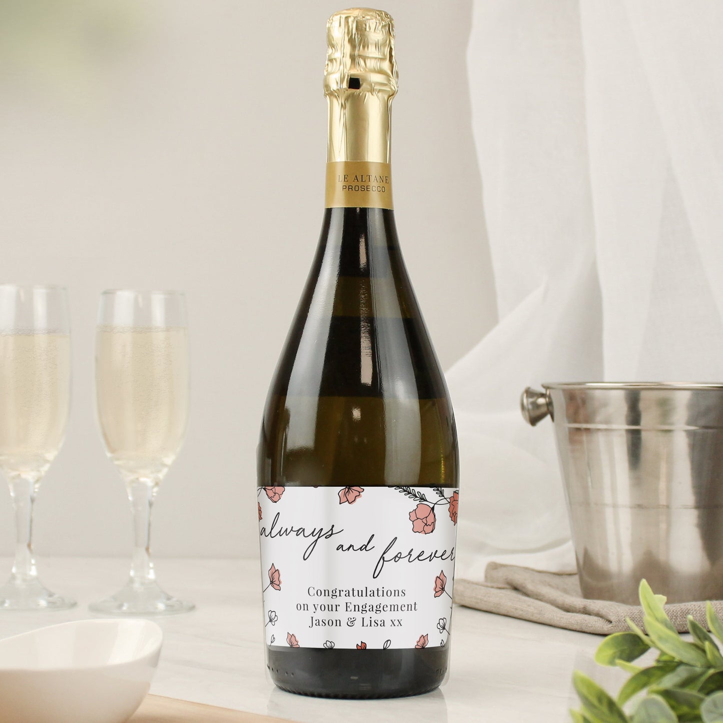 Personalised Floral Always and Forever Bottle of Prosecco: 1 - Prosecco By Gift Moments
