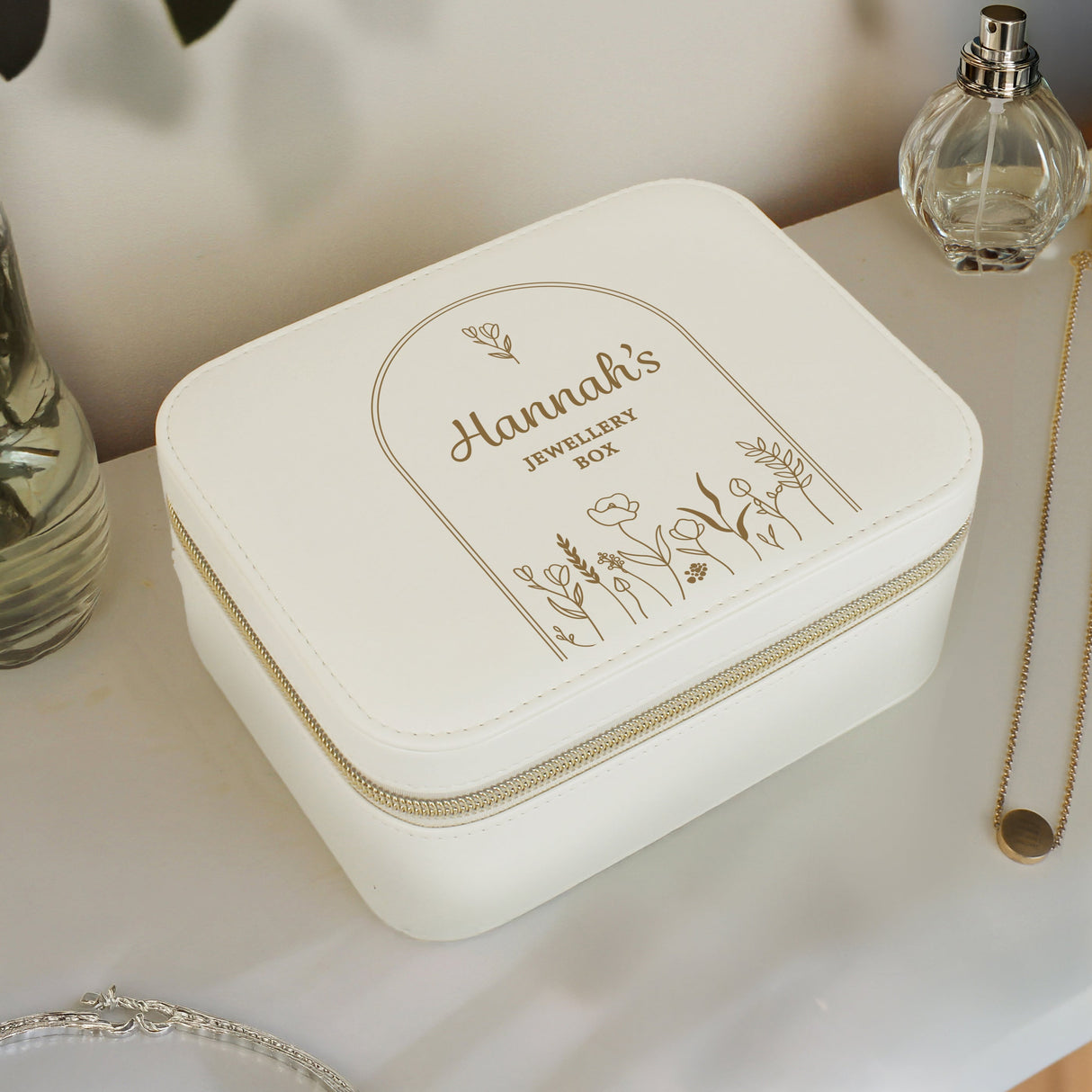 Personalised Floral Arch Travel Jewellery Box: 3 - Jewellery Boxes By Gift Moments