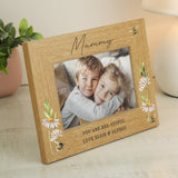 Personalised Floral Bee 6x4 Oak Finish Photo Frame: 2 Photo Frames By Gift Moments