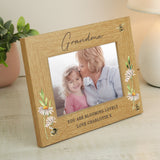 Personalised Floral Bee 6x4 Oak Finish Photo Frame: 4 Photo Frames By Gift Moments