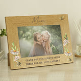 Personalised Floral Bee 6x4 Oak Finish Photo Frame: 3 Photo Frames By Gift Moments
