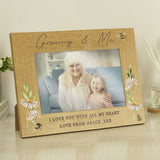 Personalised Floral Bee 6x4 Oak Finish Photo Frame: 1 Photo Frames By Gift Moments