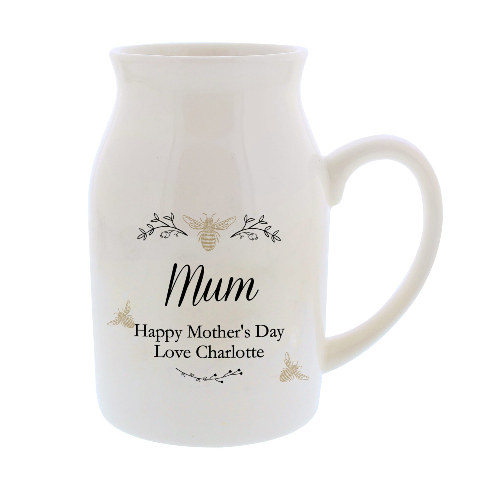 Personalised Floral Bee Flower Jug Vase: 5 - Vases By Gift Moments