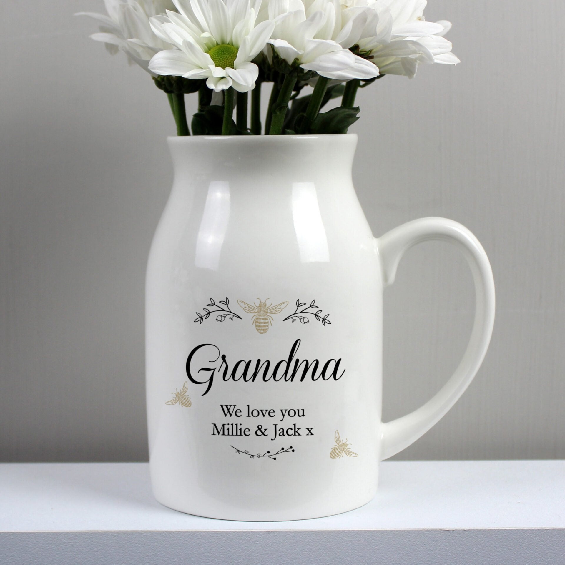 Personalised Floral Bee Flower Jug Vase: 2 - Vases By Gift Moments