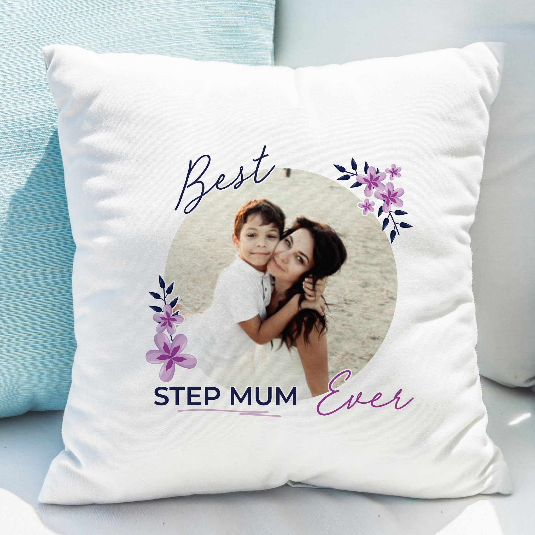 Personalised Floral Best Ever Photo Upload Cushion: 3 - Cushions By Gift Moments