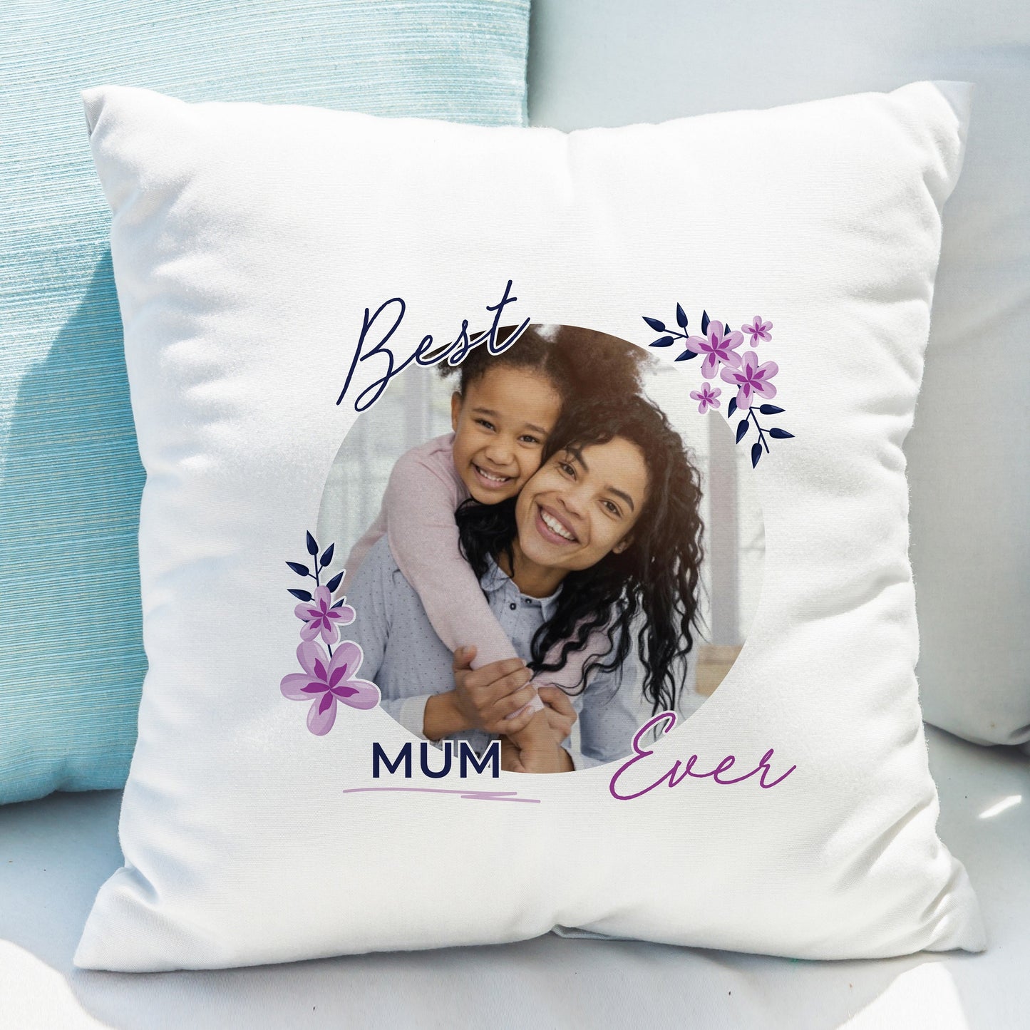 Personalised Floral Best Ever Photo Upload Cushion: 1 - Cushions By Gift Moments