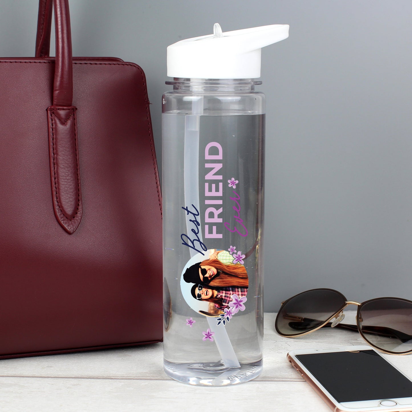 Personalised Floral Best Ever Photo Upload Water Bottle: 1 - Water Bottles By Gift Moments