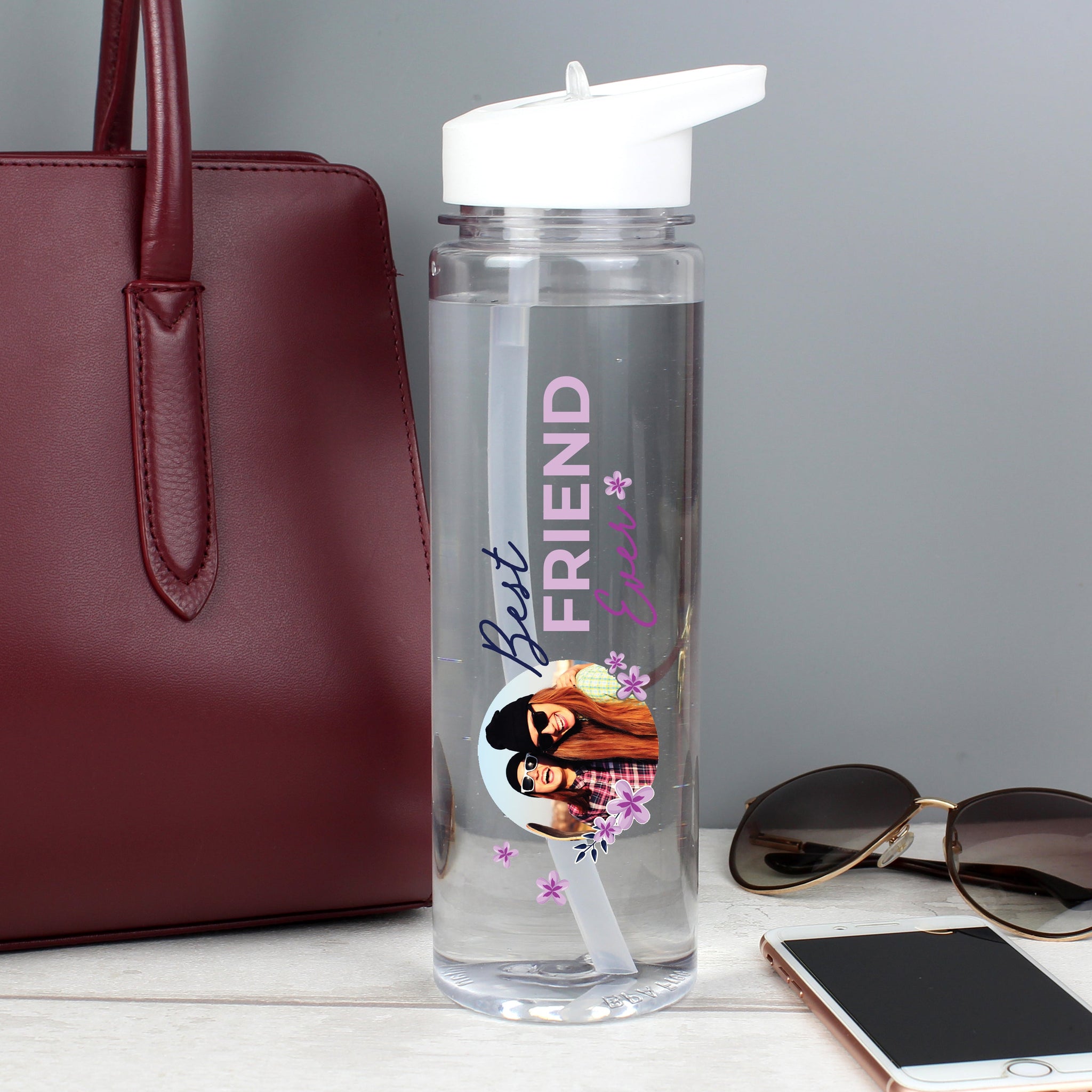 Personalised Floral Best Ever Photo Upload Water Bottle: 1 - Water Bottles By Gift Moments