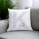 Personalised Floral Blue Initial Cushion: 3 - Cushions By Gift Moments