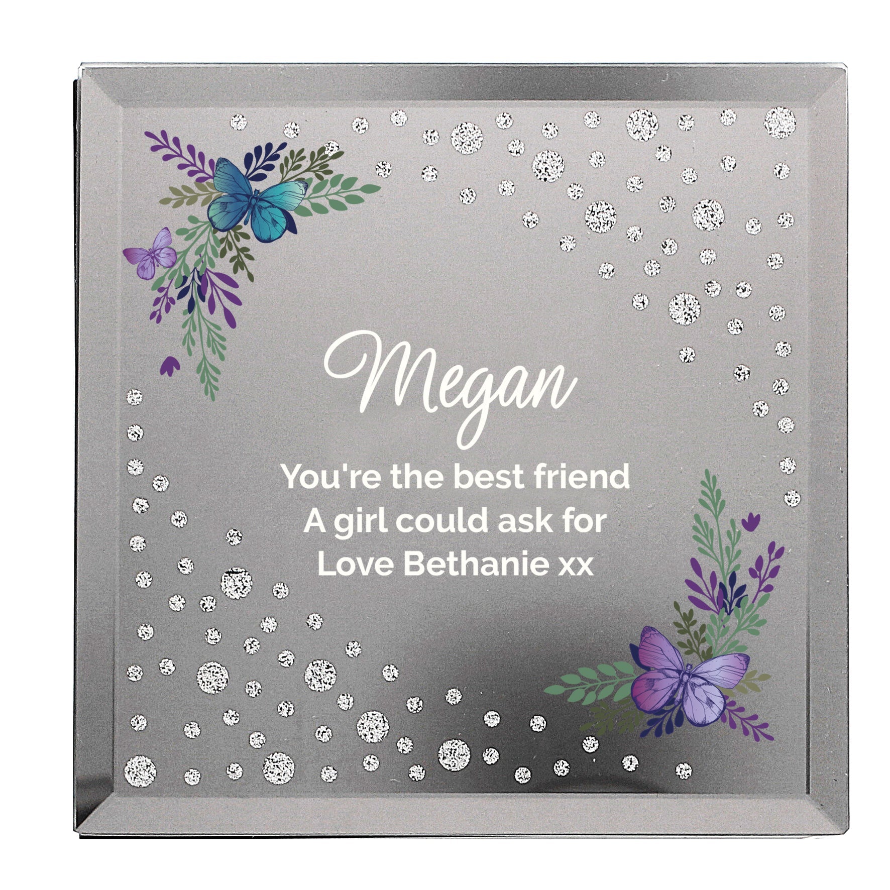 Personalised Floral Butterfly Diamante Glass Trinket Box - Shop Trinket Boxes At Gift Moments - 3