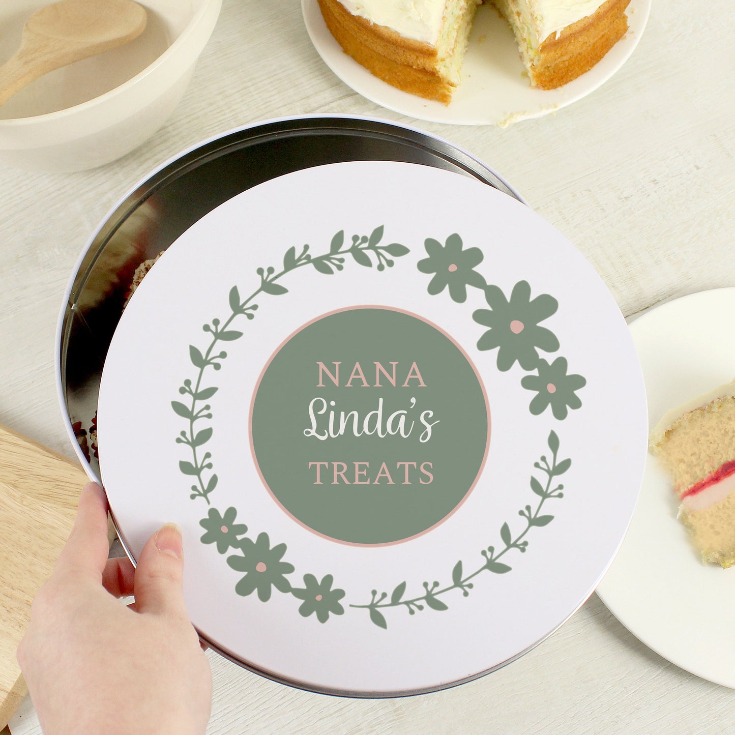 Personalised Floral Cake Tin: 1 - Storage By Gift Moments