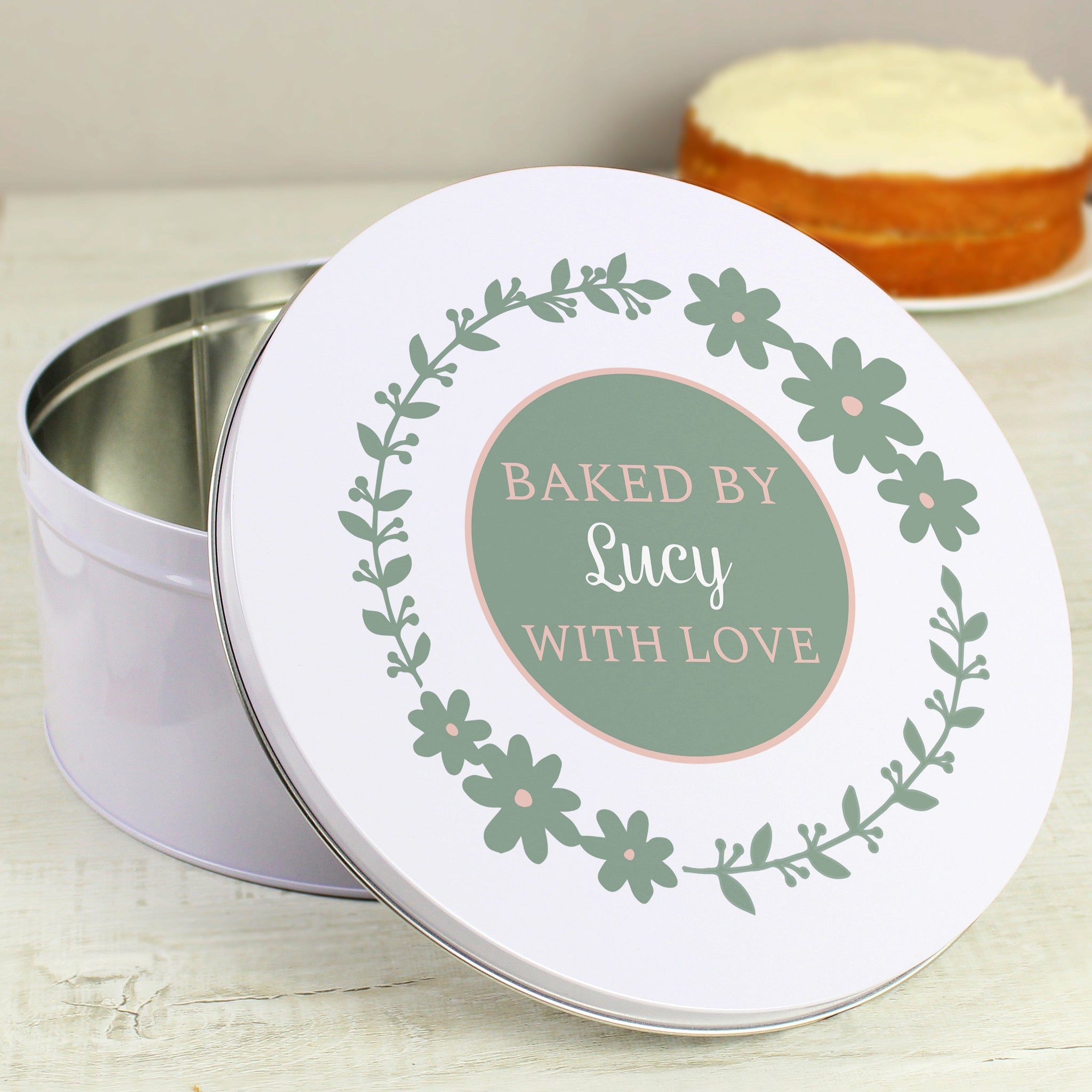 Personalised Floral Cake Tin: 4 - Storage By Gift Moments