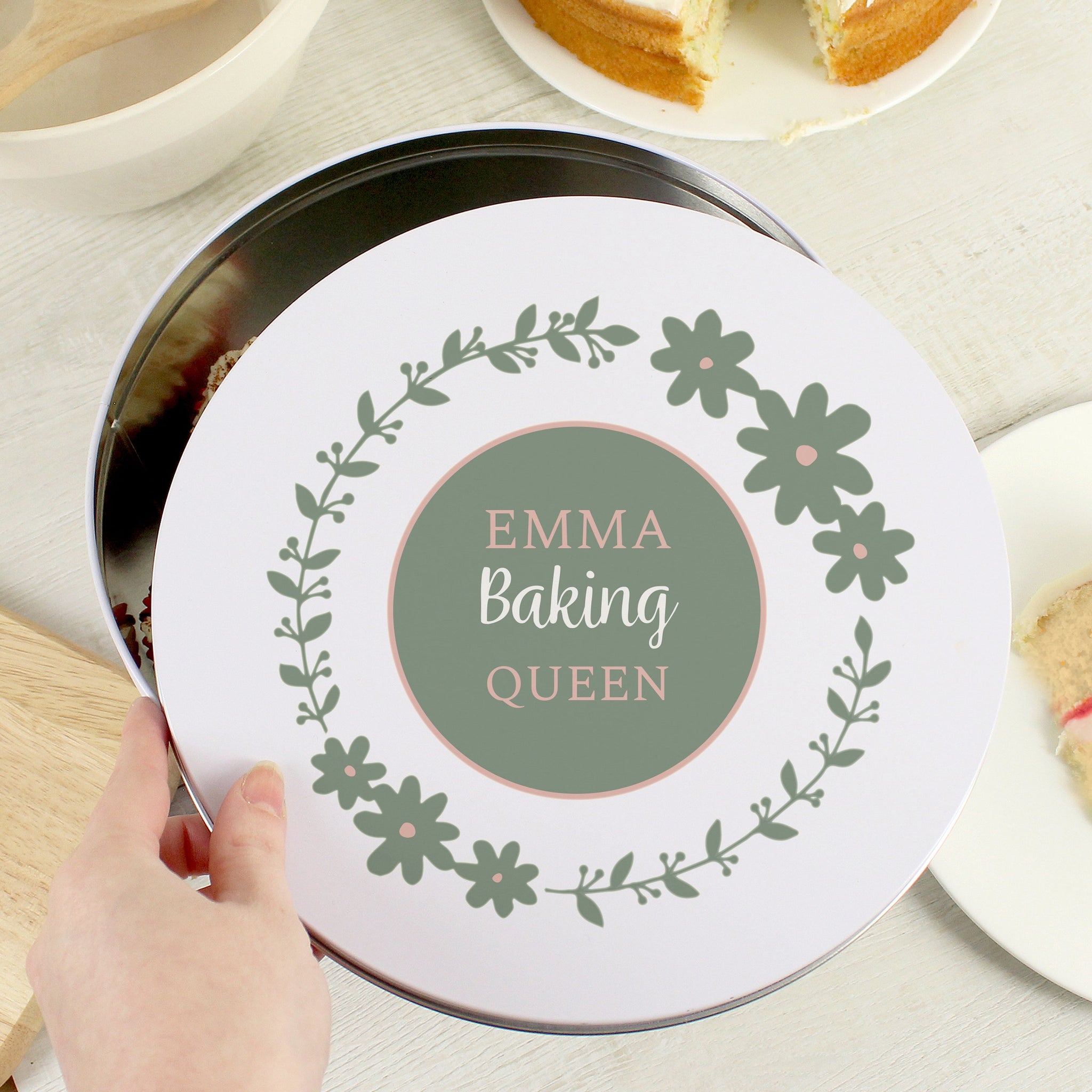 Personalised Floral Cake Tin: 2 - Storage By Gift Moments