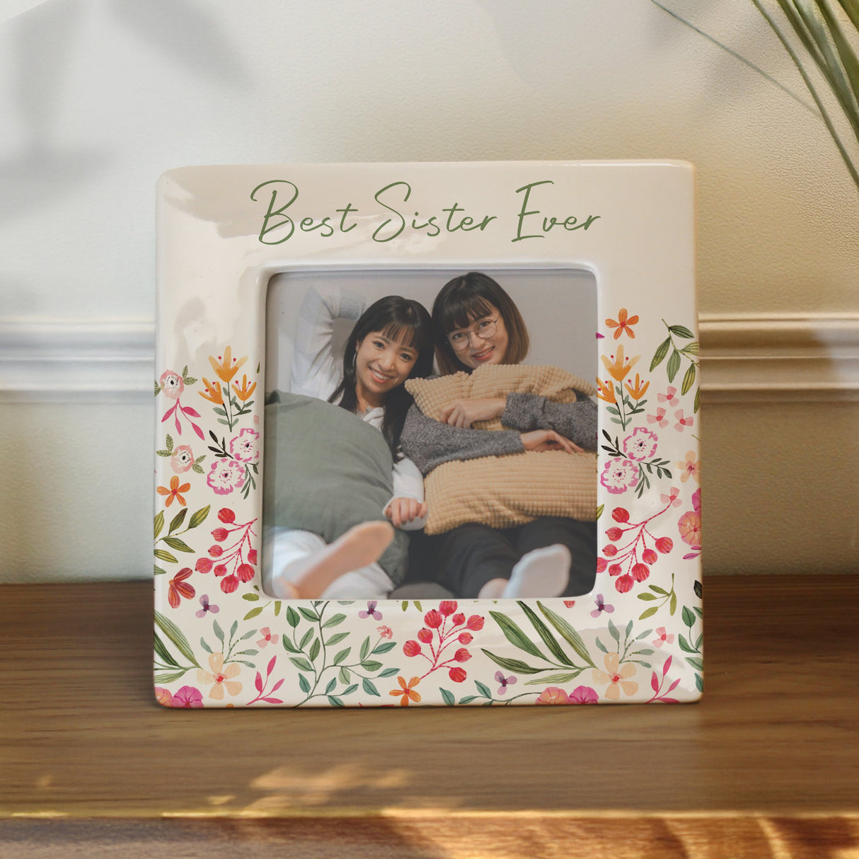Personalised Floral Ceramic 4x4 Frame: 2 - Photo Frames By Gift Moments