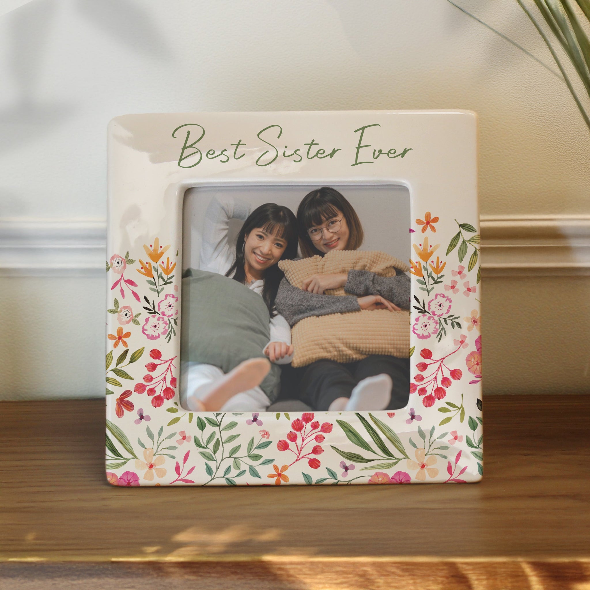 Personalised Floral Ceramic 4x4 Frame: 2 - Photo Frames By Gift Moments
