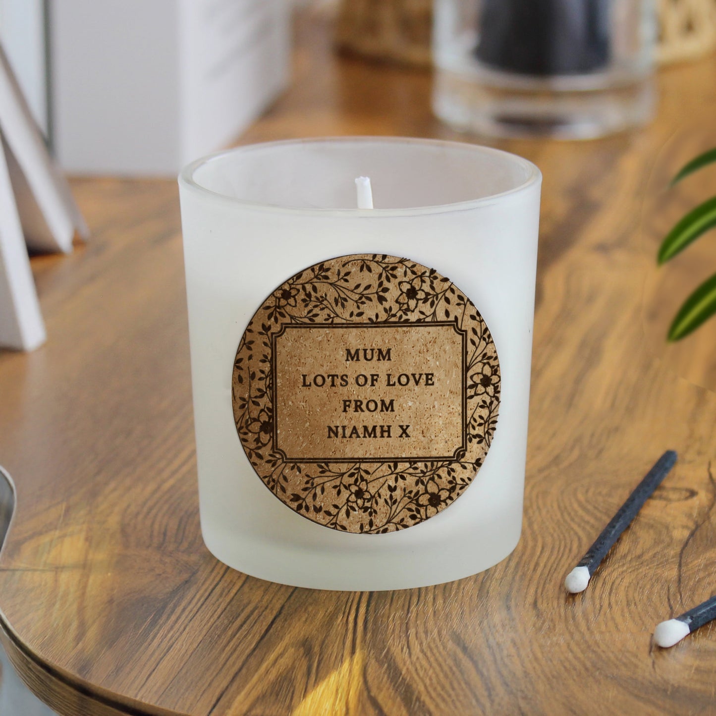Personalised Floral Cork Label Candle Jar: 3 - Candles By Gift Moments