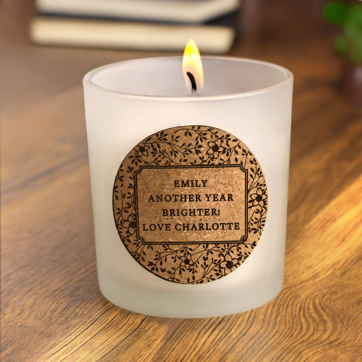 Personalised Floral Cork Label Candle Jar: 1 - Candles By Gift Moments