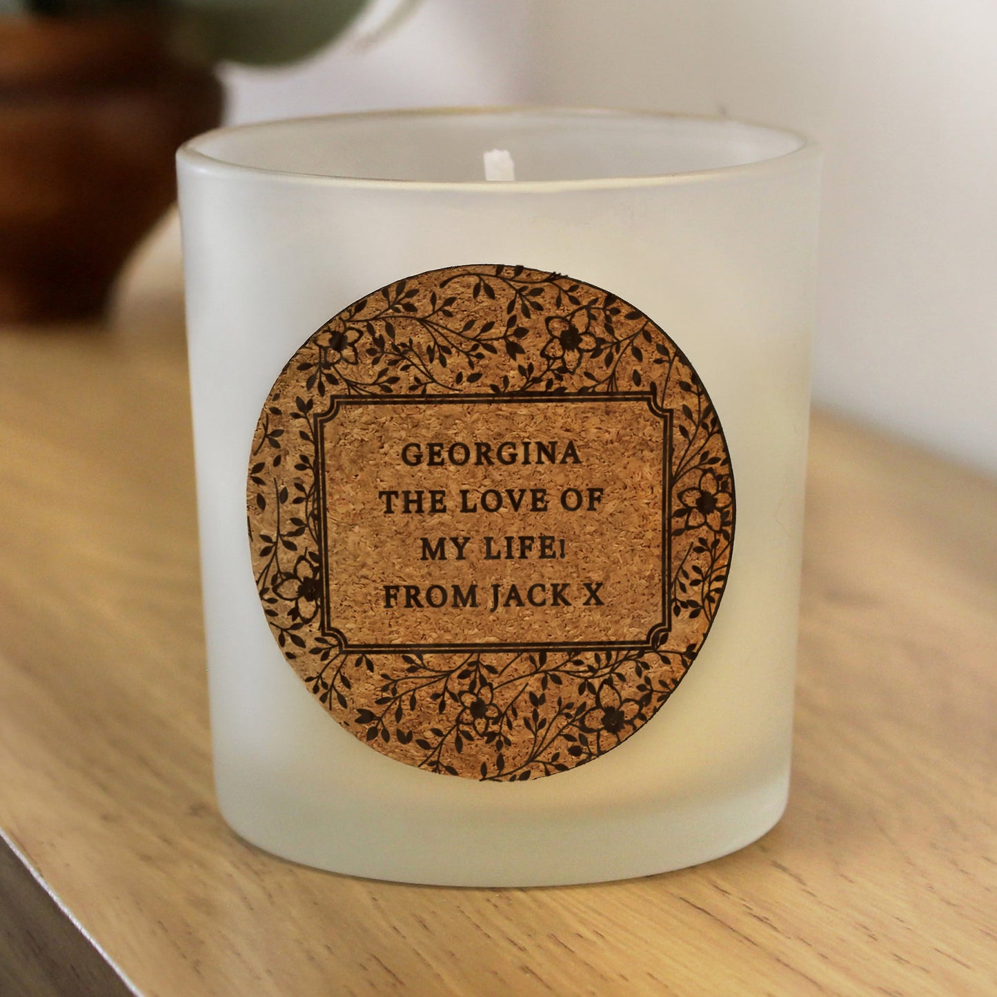 Personalised Floral Cork Label Candle Jar: 4 - Candles By Gift Moments