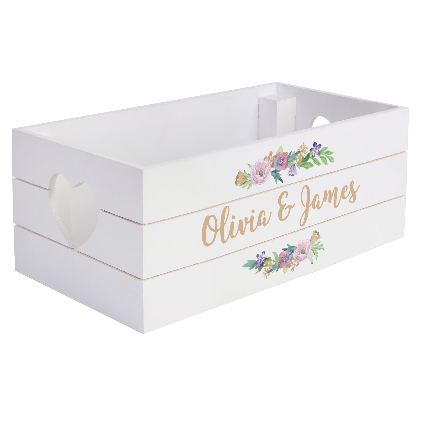Personalised Floral Couples White Wooden Crate: 4 - Storage By Gift Moments
