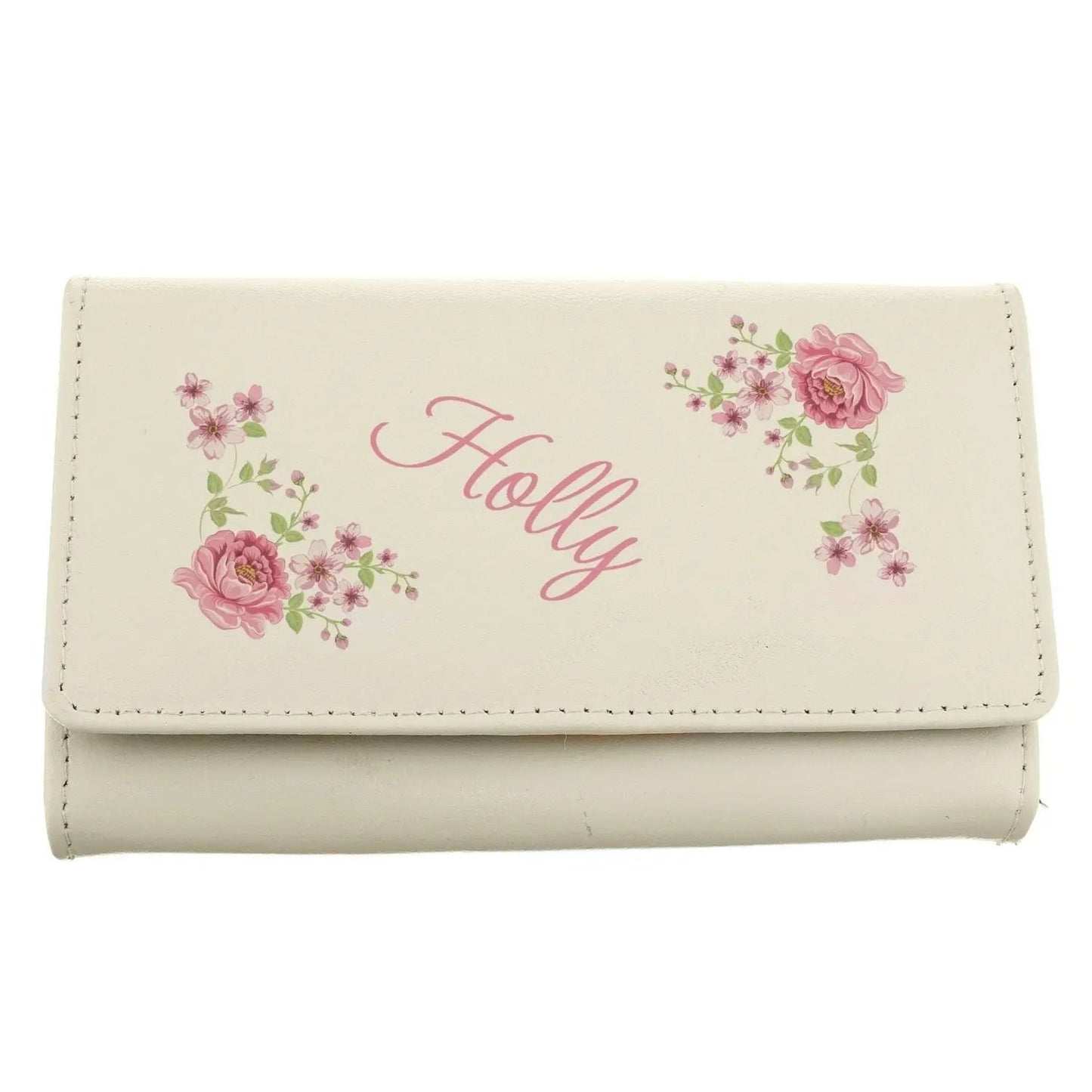 Personalised Floral Cream Leather Purse: 4 - Bags & Purses By Gift Moments