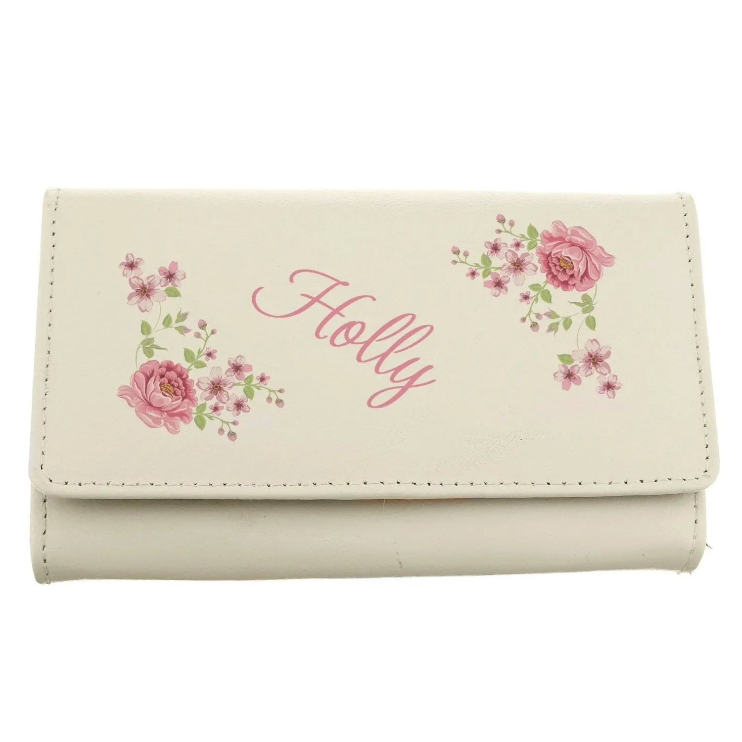 Personalised Floral Cream Leather Purse: 4 - Bags & Purses By Gift Moments