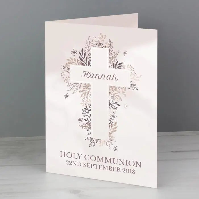 Personalised Floral Cross Card: 1 - Greeting Cards By Gift Moments