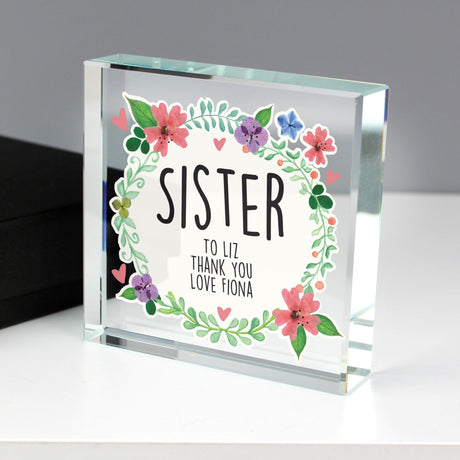 Personalised Floral Crystal Token: 1 - Crystal Tokens By Gift Moments