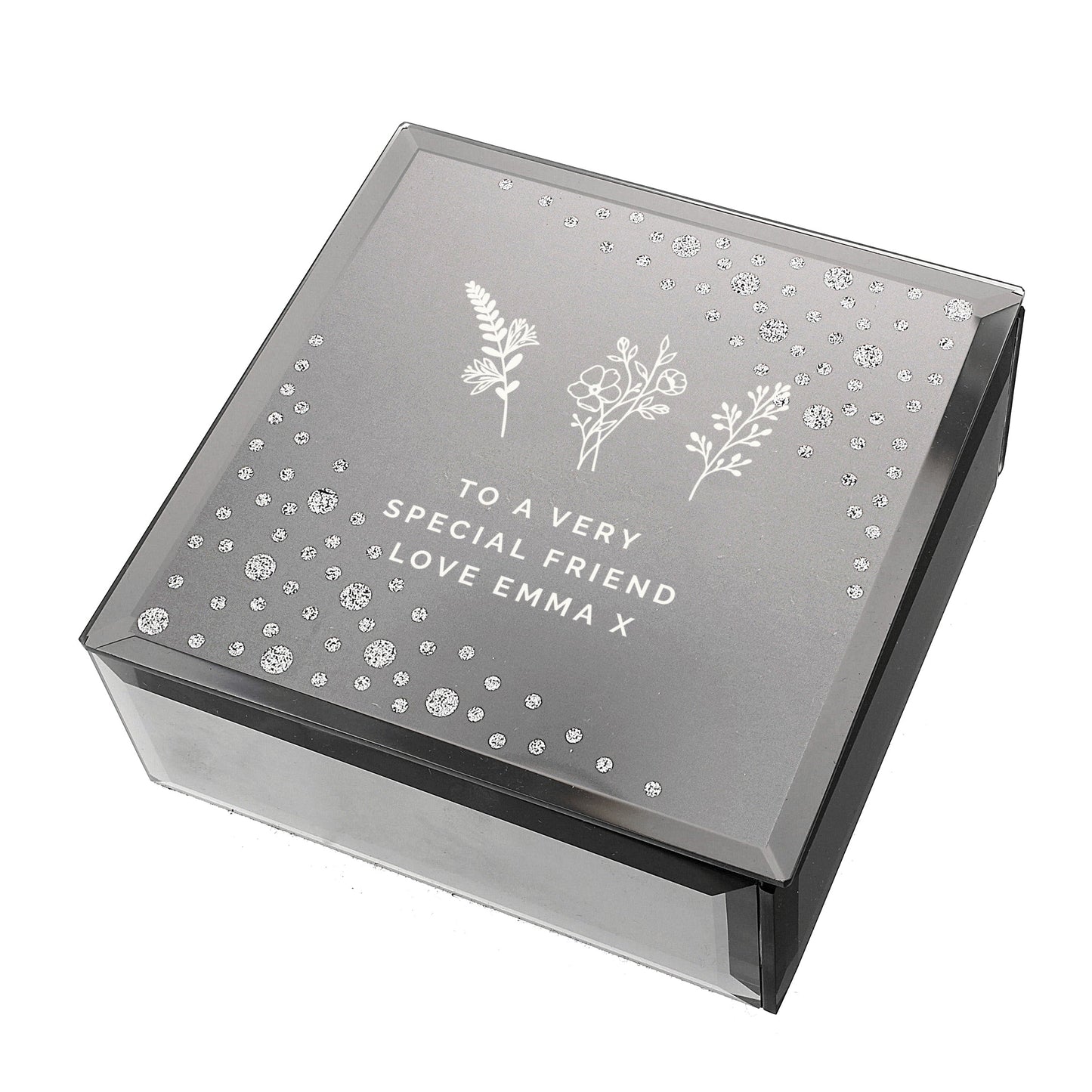 Personalised Floral Diamante Mirrored Trinket Box: 5 - Trinket Boxes By Gift Moments