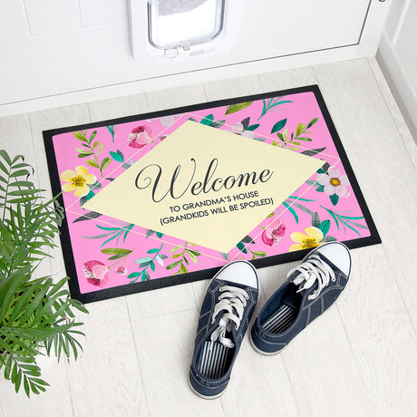 Personalised Floral Indoor Door Mat: 1 - Doormats By Gift Moments