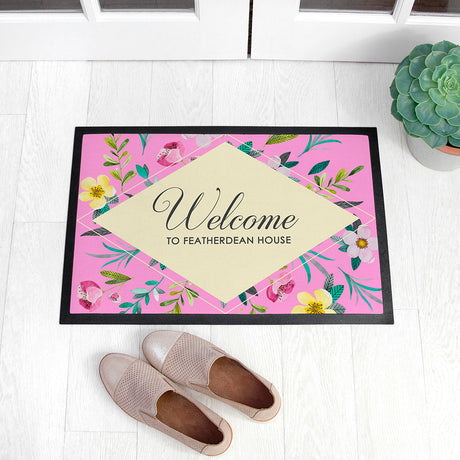 Personalised Floral Indoor Door Mat: 5 - Doormats By Gift Moments
