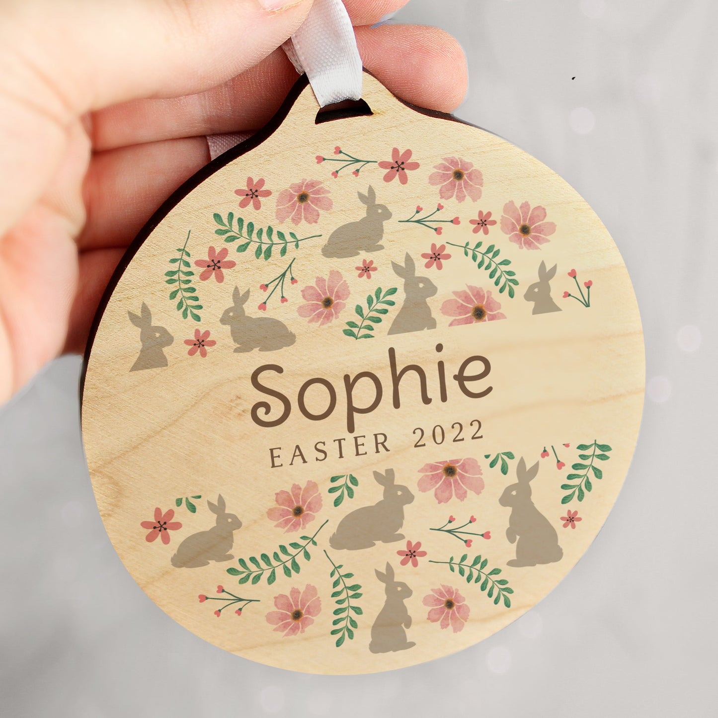 Personalised Floral Easter Tree Wooden Decoration: 1 - Decorations By Gift Moments