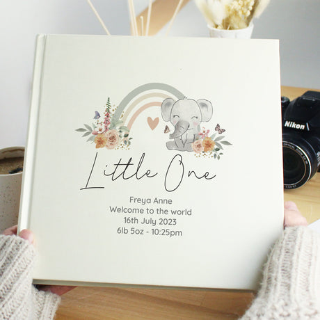 Personalised Floral Elephant Square Photo Album: 4 - Photo Albums By Gift Moments