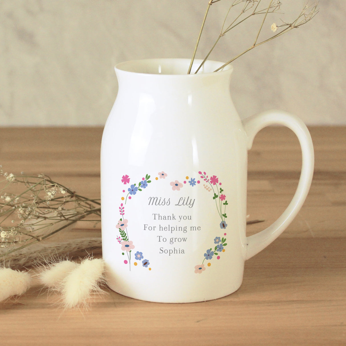 Personalised Floral Flower Jug: 1 - Vases By Gift Moments