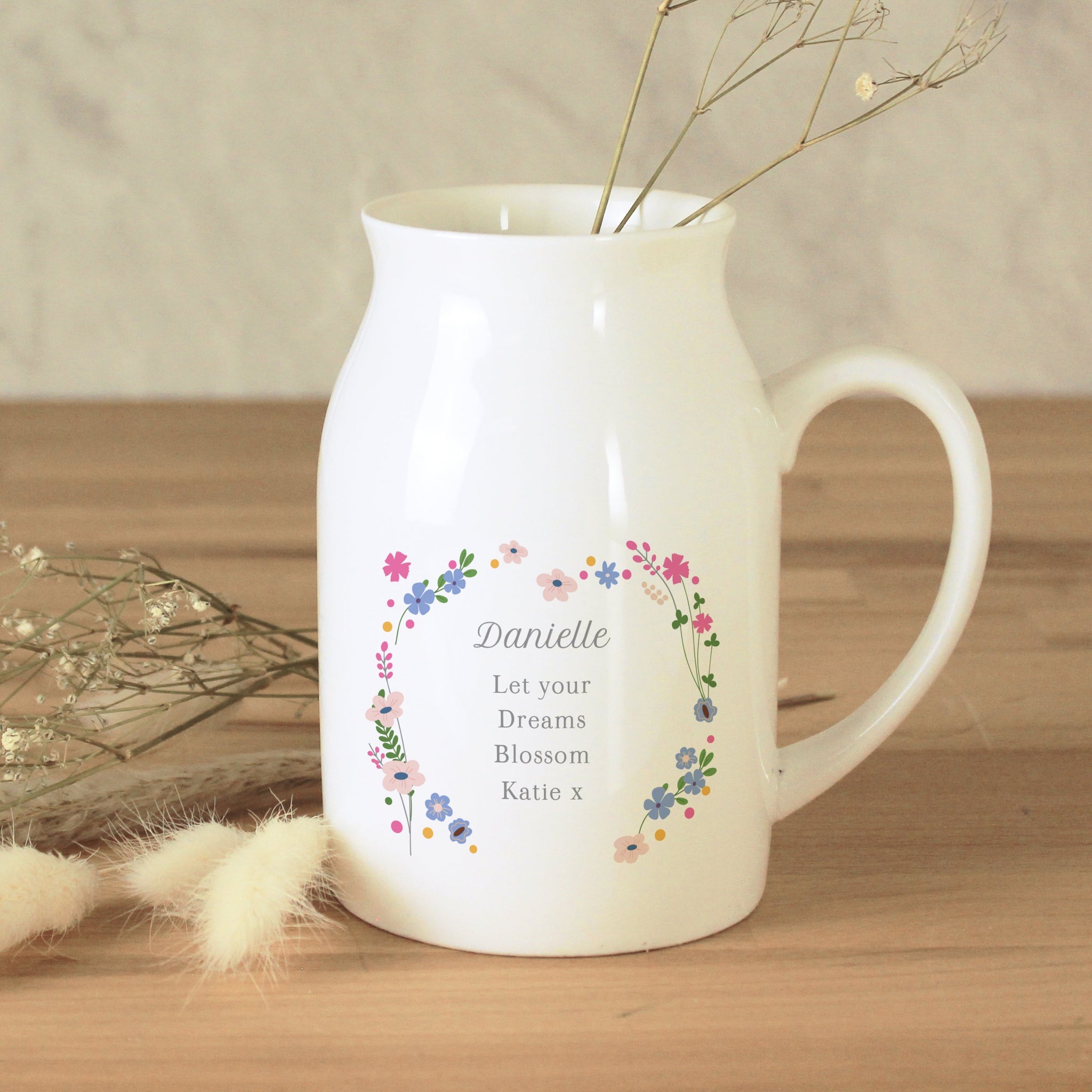 Personalised Floral Flower Jug: 4 - Vases By Gift Moments