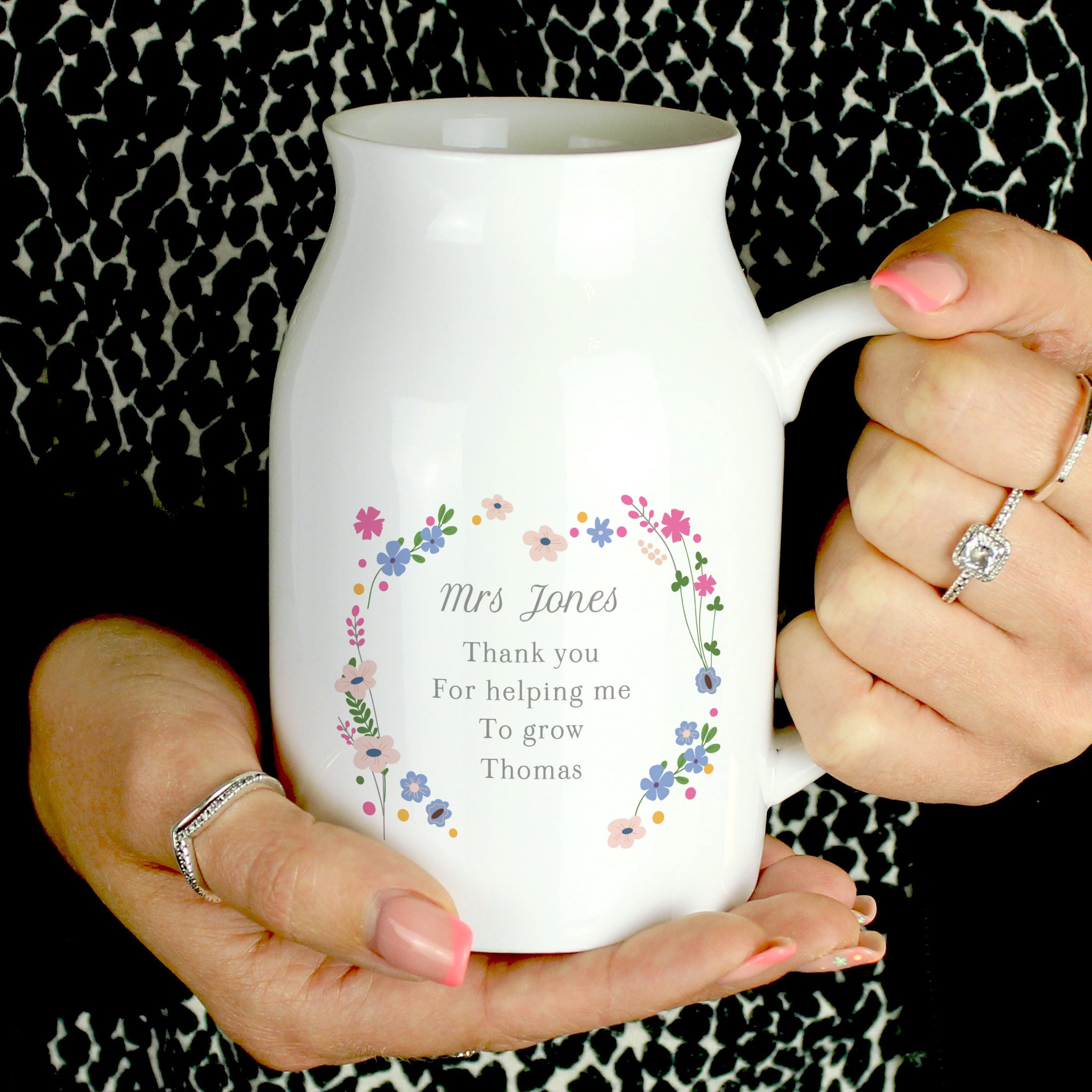 Personalised Floral Flower Jug: 3 - Vases By Gift Moments