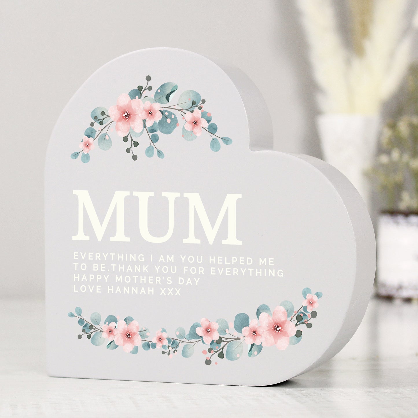 Personalised Floral Free Standing Heart Ornament: 2 - Ornaments By Gift Moments