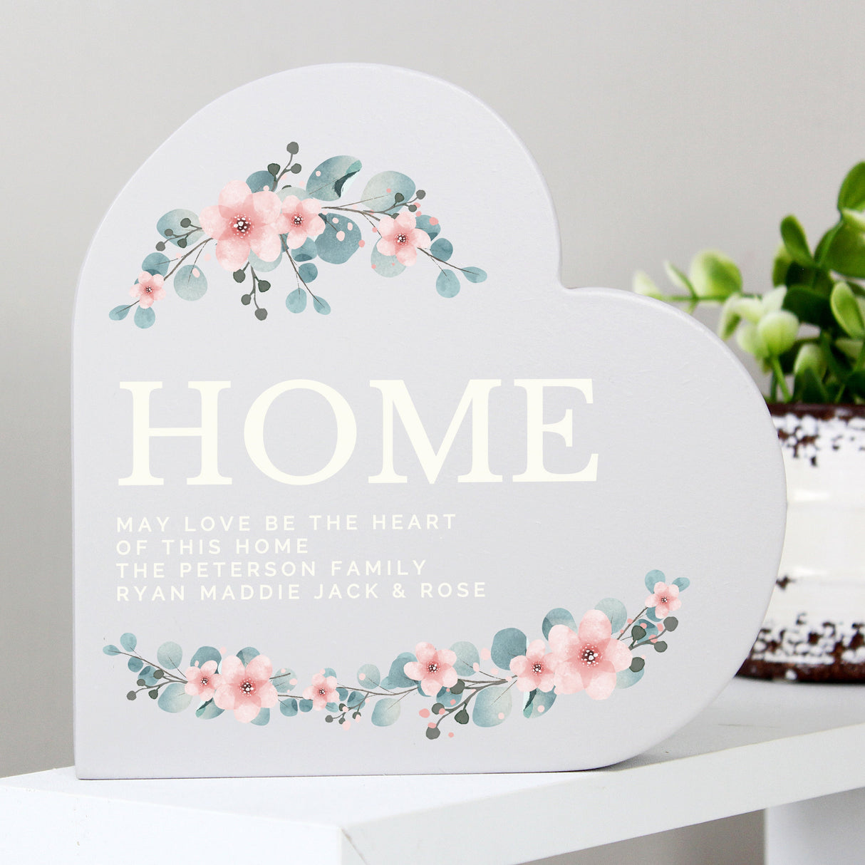 Personalised Floral Free Standing Heart Ornament: 4 - Ornaments By Gift Moments