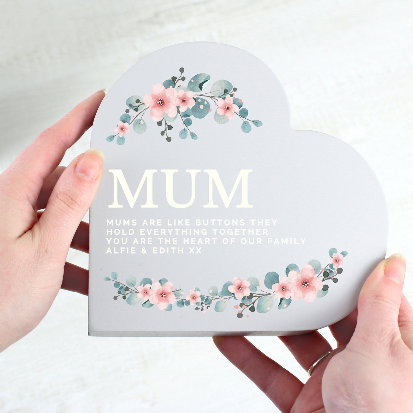 Personalised Floral Free Standing Heart Ornament: 3 - Ornaments By Gift Moments