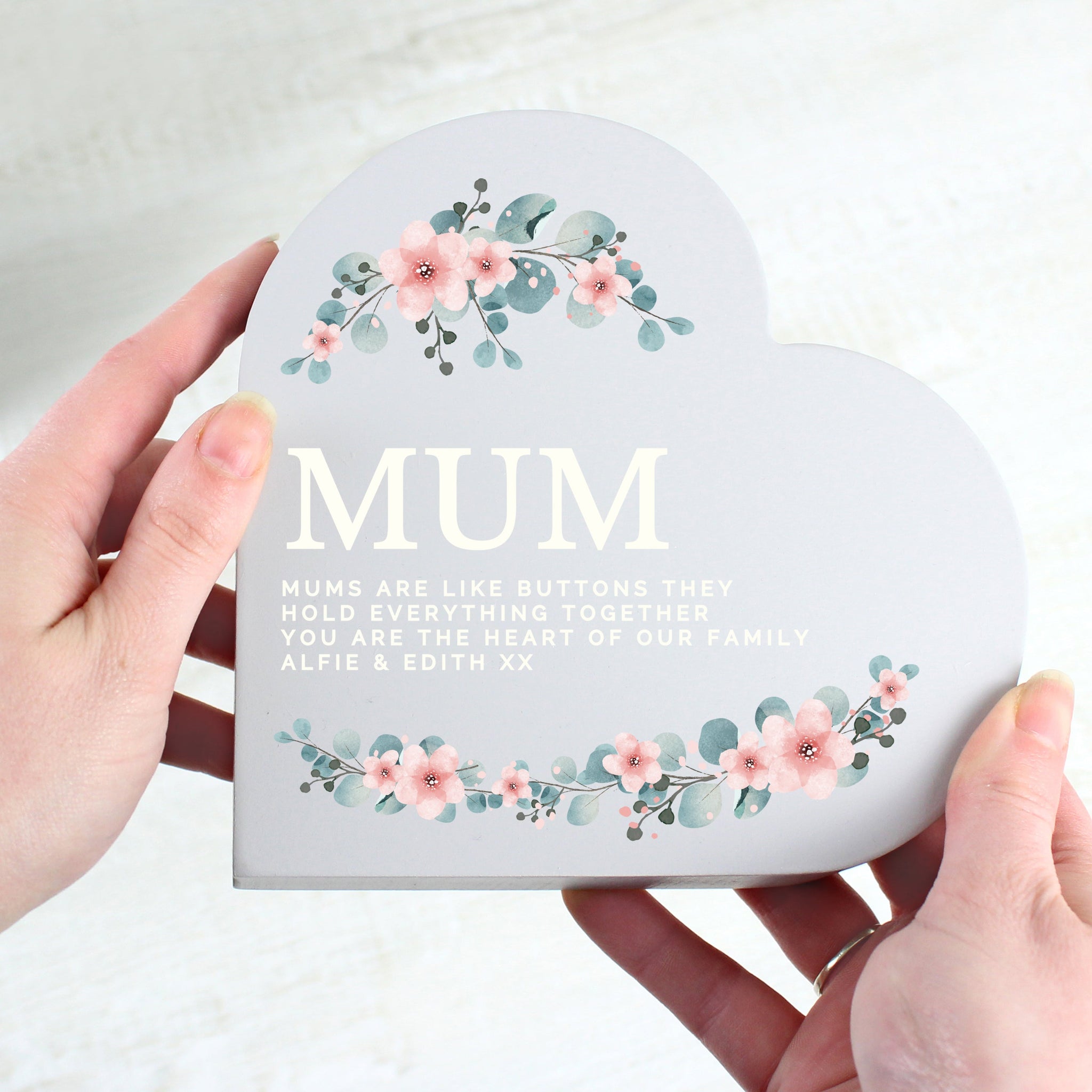 Personalised Floral Free Standing Heart Ornament: 3 - Ornaments By Gift Moments