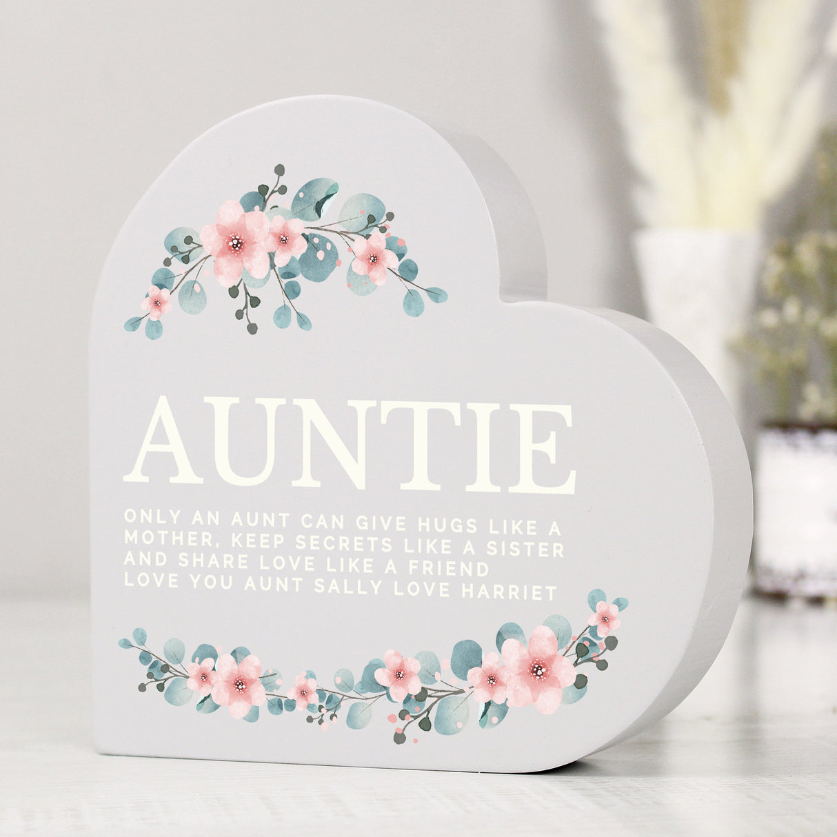 Personalised Floral Free Standing Heart Ornament: 5 - Ornaments By Gift Moments