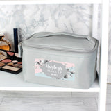Personalised Floral Grey Toiletry Bag: 3 - Toiletry & Makeup Bags By Gift Moments