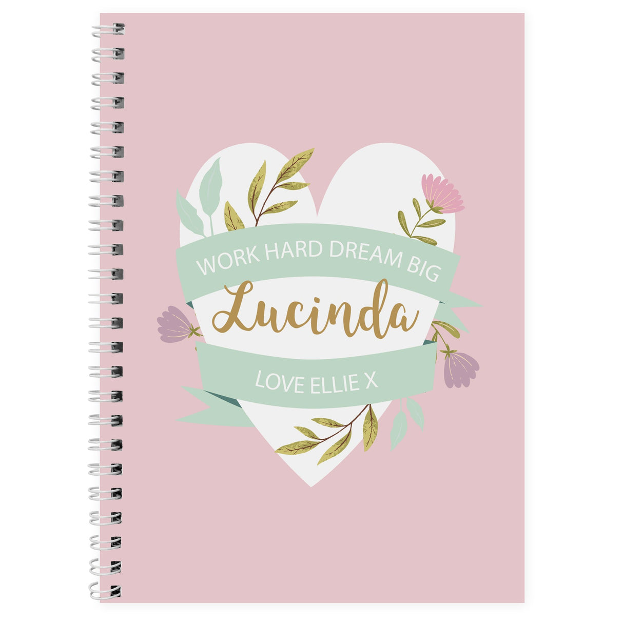 Personalised Floral Heart A5 Notebook: 3 - Notebooks By Gift Moments