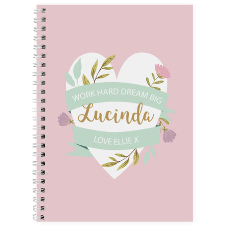 Personalised Floral Heart A5 Notebook: 3 - Notebooks By Gift Moments