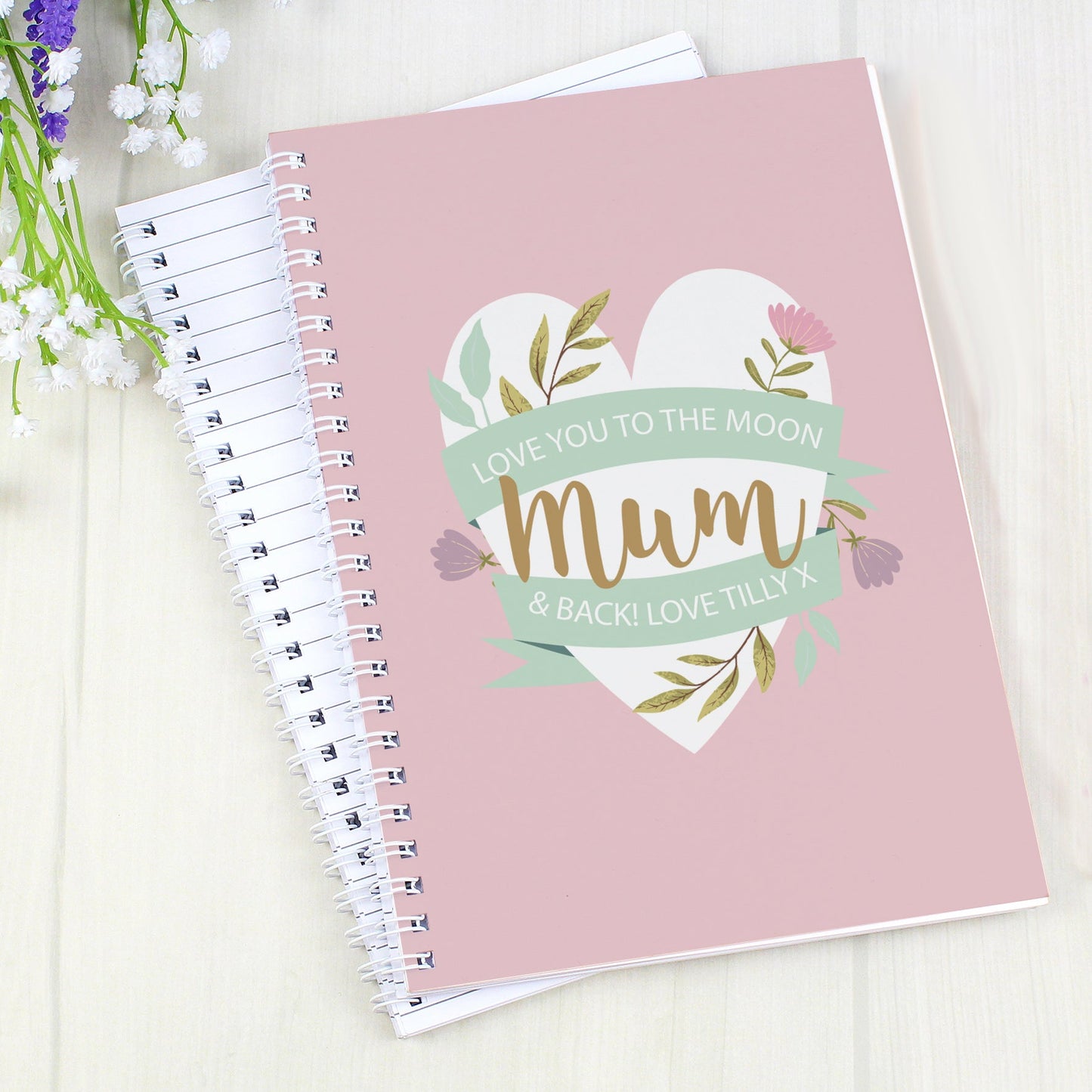 Personalised Floral Heart A5 Notebook: 5 - Notebooks By Gift Moments