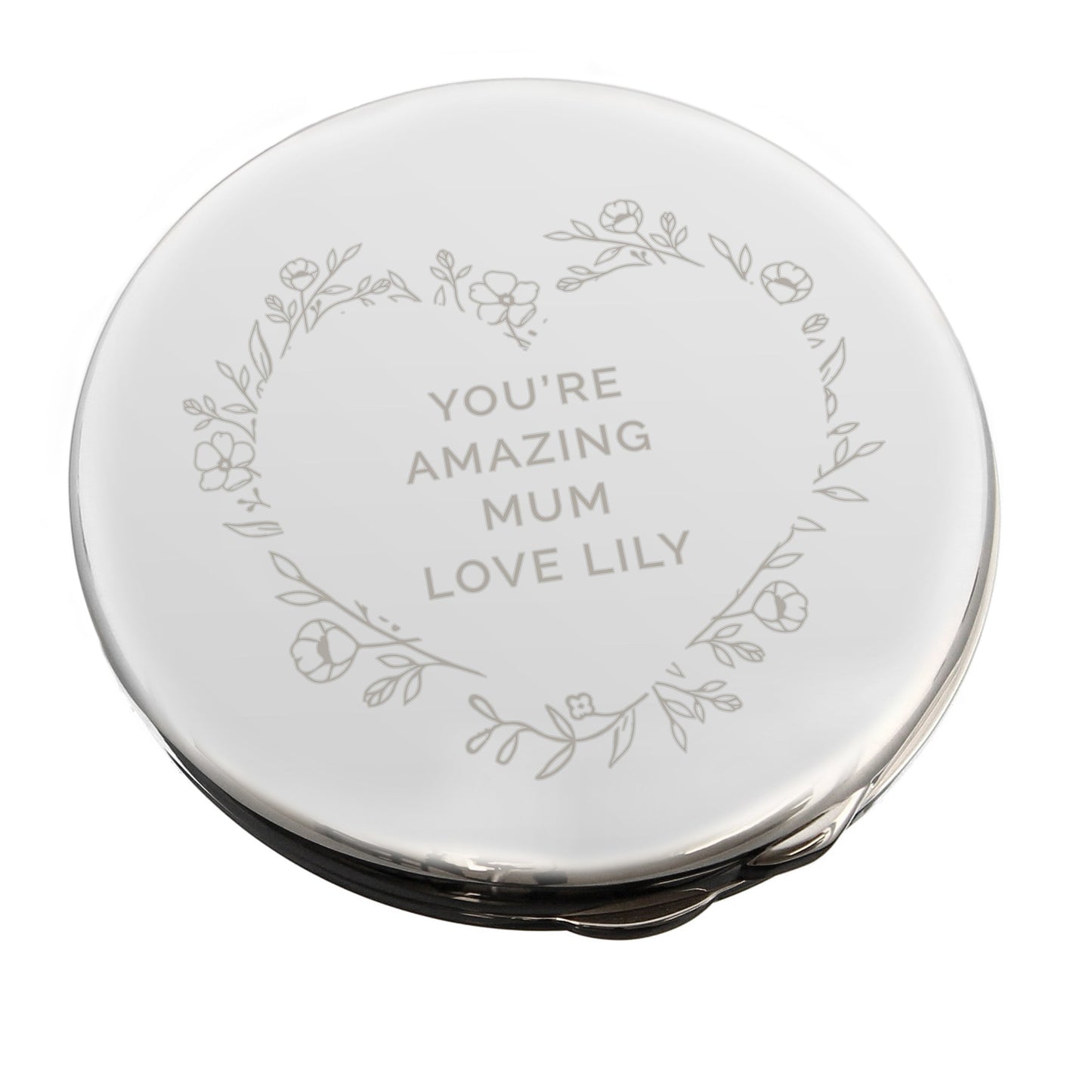 Personalised Floral Heart Compact Mirror: 5 - Compact Mirrors By Gift Moments