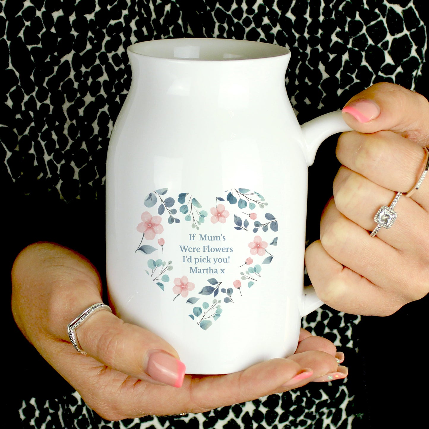 Personalised Floral Heart Flower Jug: 2 - Vases By Gift Moments