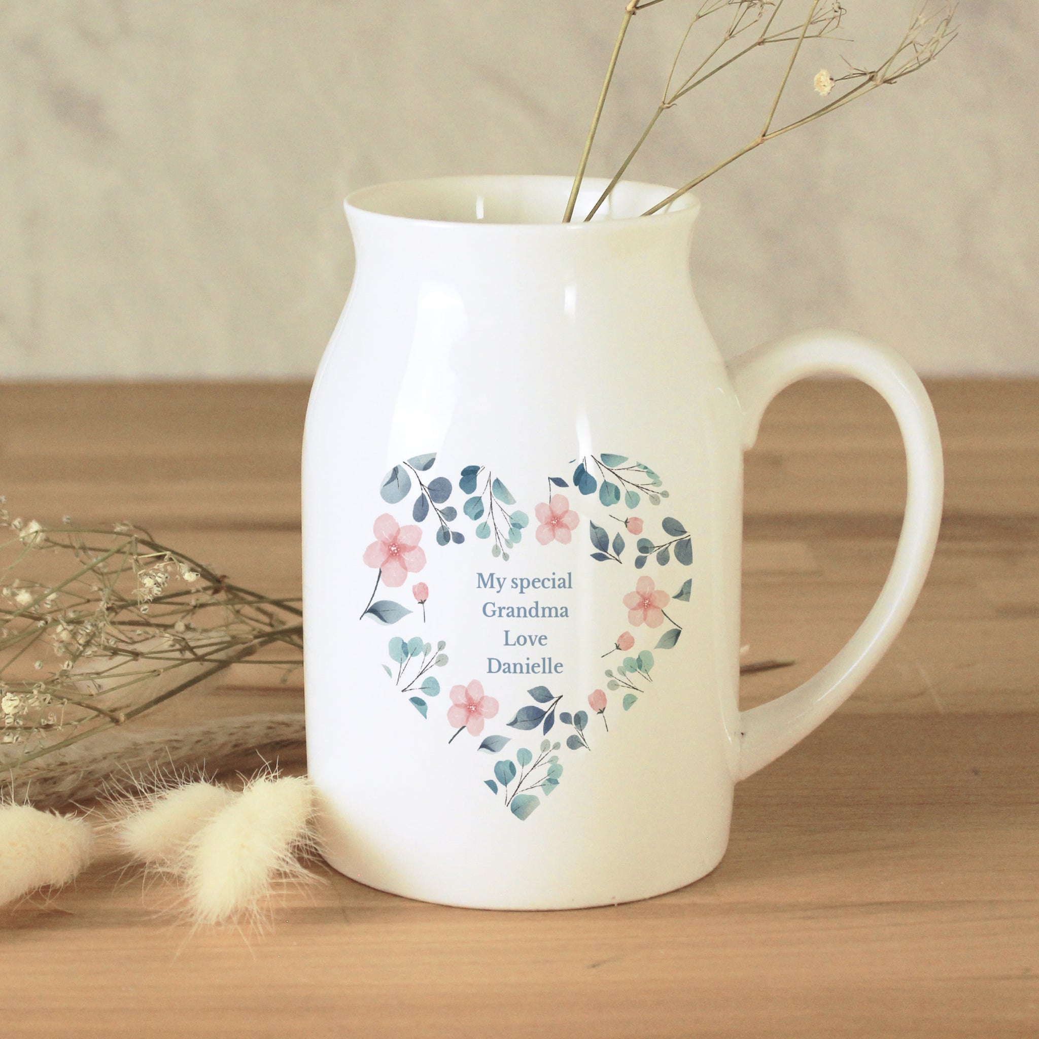 Personalised Floral Heart Flower Jug: 7 - Vases By Gift Moments