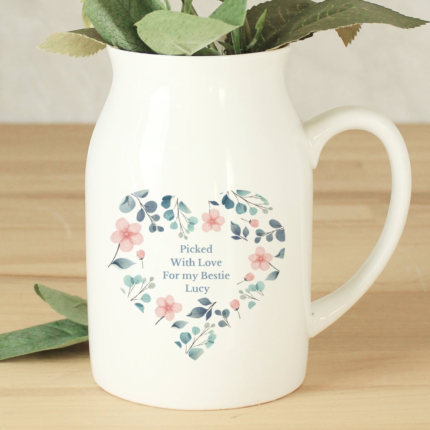 Personalised Floral Heart Flower Jug: 6 - Vases By Gift Moments