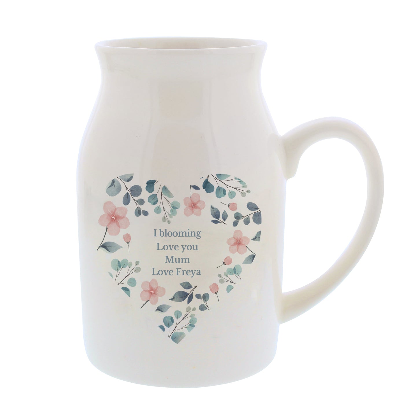 Personalised Floral Heart Flower Jug: 5 - Vases By Gift Moments