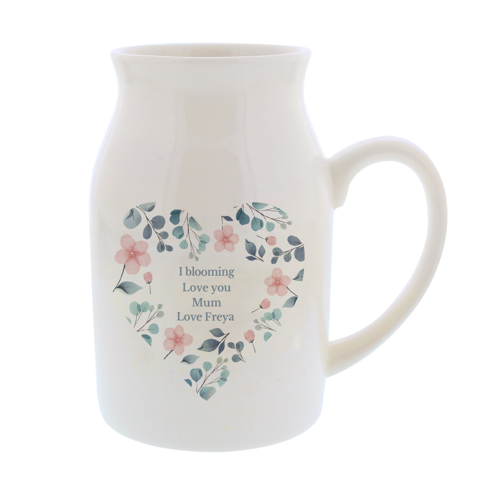 Personalised Floral Heart Flower Jug: 5 - Vases By Gift Moments